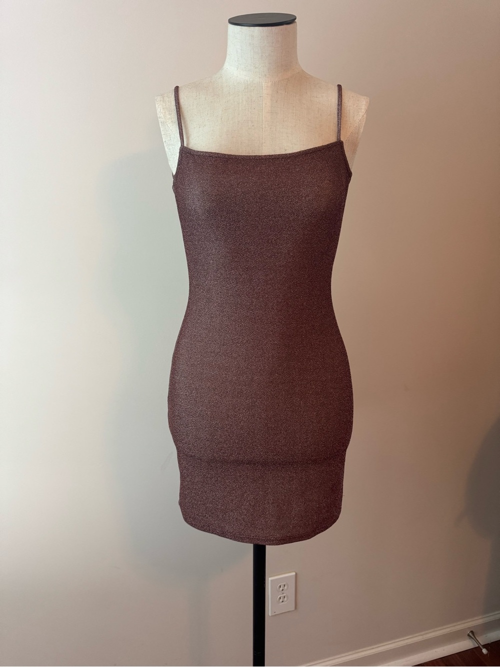 Reformation Metallic Brown Mini Slip Dress